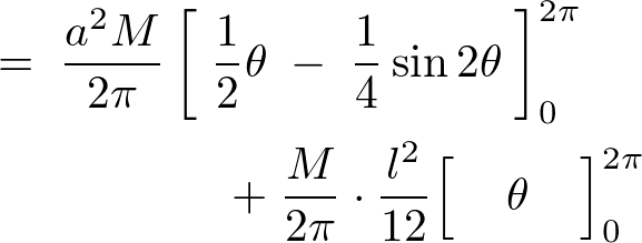 中空円筒におけるy軸における慣性モーメントの積分計算過程