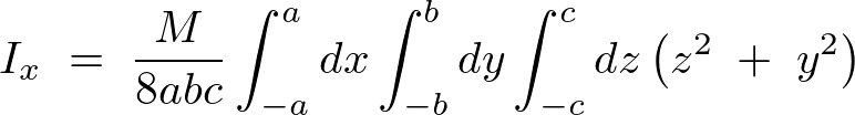 直方体のx軸周りの慣性モーメントの計算過程