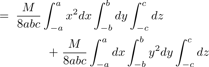 直方体のz軸周りの慣性モーメント積分計算過程
