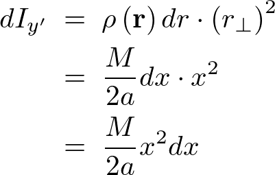 棒の端点に関する慣性モーメントの計算過程