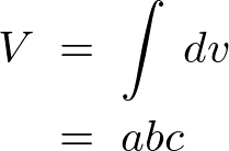 三重積分による直方体の体積の積分計算過程