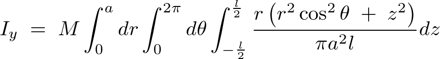 円柱のｙ軸周りの慣性モー面tのの積分計算過程